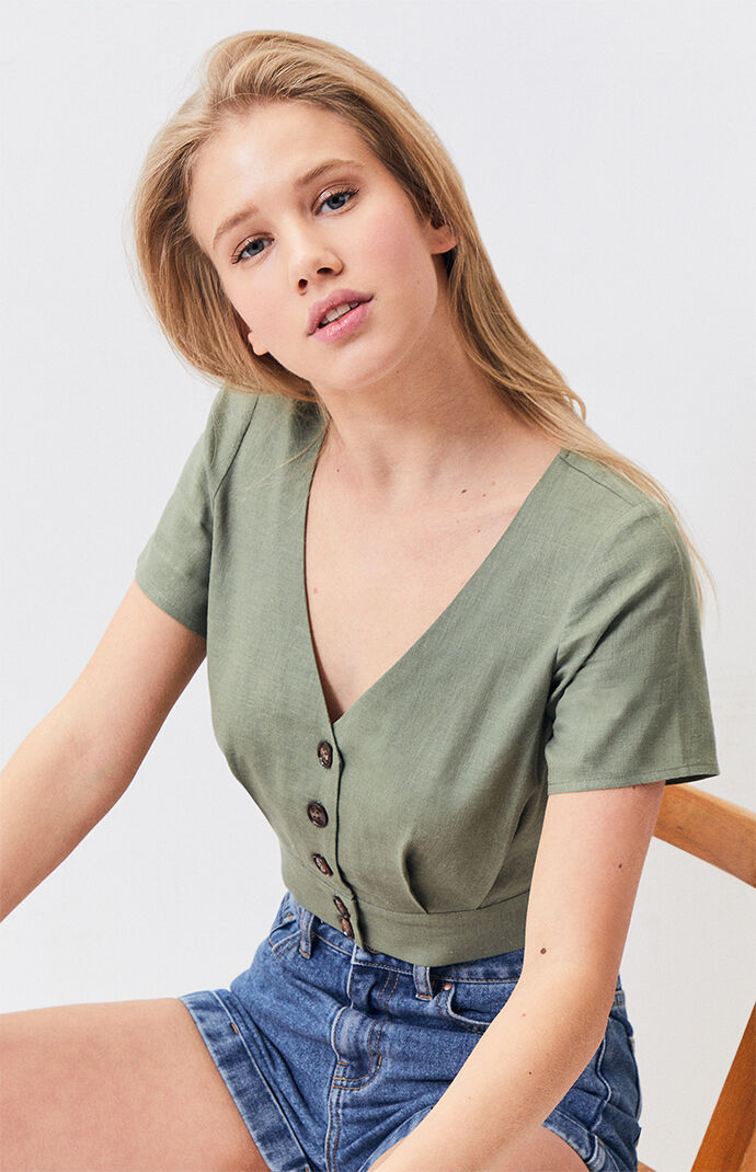 Button Front Woven Top