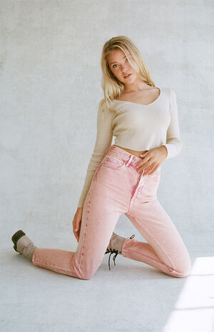 Eco Peach Acid Wash Ultra High Waisted Slim Fit Jeans Eco Peach Acid Wash Ultra High Waisted Slim Fit Jeans image number null