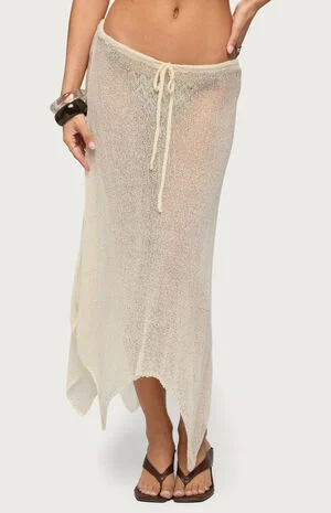 Isla Handkerchief Sheer Knit Midi Skirt image number 1
