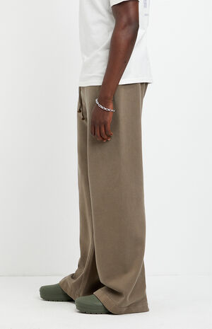 Brown Fleece Baggy Bootcut Sweatpants image number 3