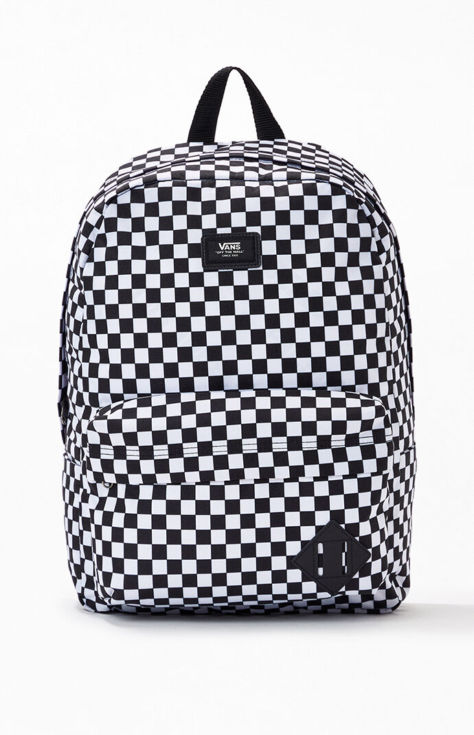 black and white checkered vans backpack