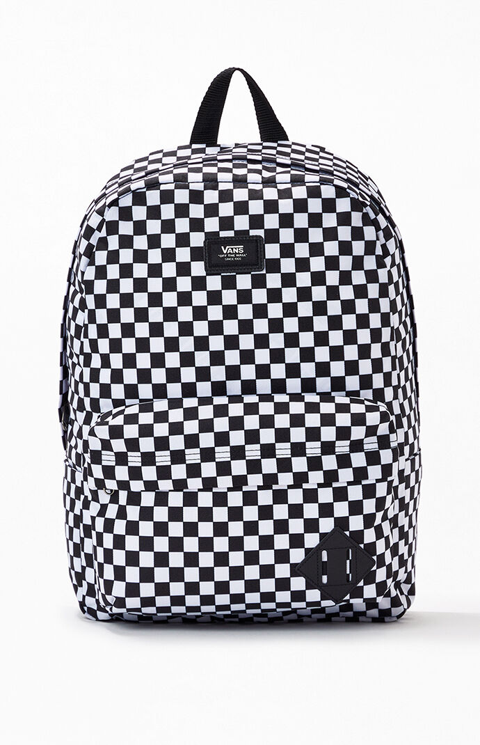vans white and black checkered backpack