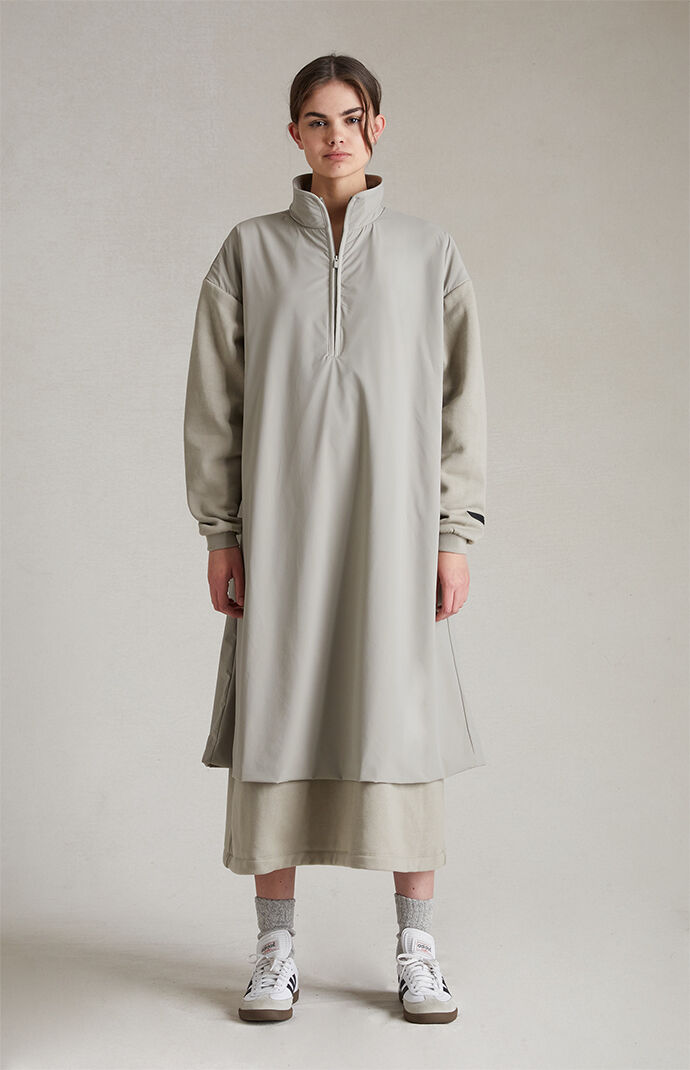 【FOG Essentials】Women's Fleece Mock Neck Sweater Dress Fear of God Essentials Women's Jet Black Nylon Fleece Mock