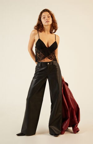 Faux Leather Wide Leg Pants