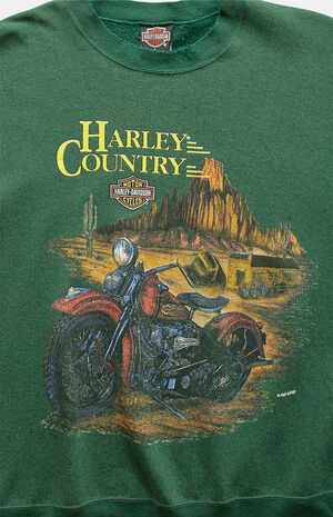 '90s Green Harley Davidson Crew Neck Sweatshirt image number 2
