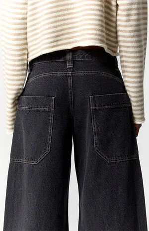 Sloane Low Rise Ultra Baggy Jeans Contrast Stitch Oversized Pocket Black image number 5