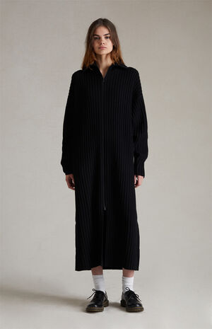 Women's Jet Black Full Zip Cardigan image number 1