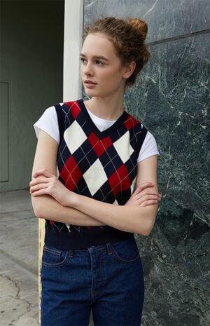 White & Red Riley Sweater Vest image number 5