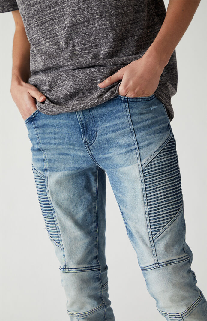 Light Biker Stacked Skinny Jeans