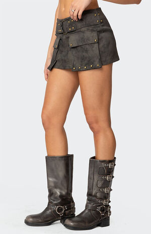 Marge Studded Faux Leather Mini Skort image number 4