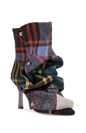 Women's Plaid Birdsong Peep Toe Stiletto Booties image number 2