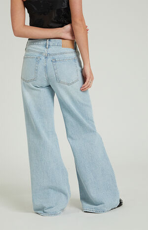 Lena Light Indigo Ripped Low Rise Super Baggy Jeans image number 4