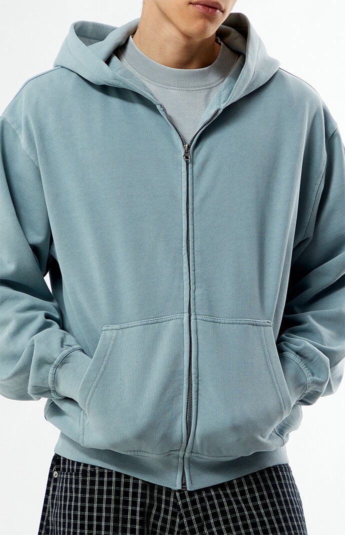 Pacsun Slate Blue Vintage Washed Full Zip Hoodie | Pacsun