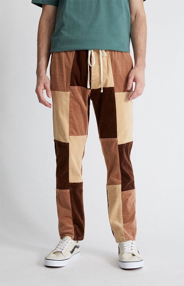 Brown Patchwork Corduroy Trouser Pants