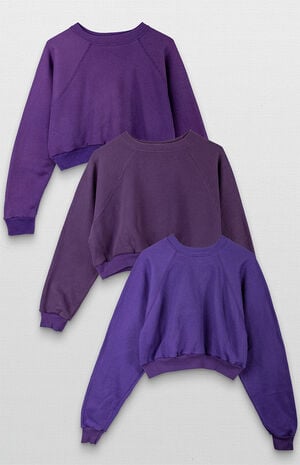 Upcycled Purple Super Cropped Sweatshirt image number 4