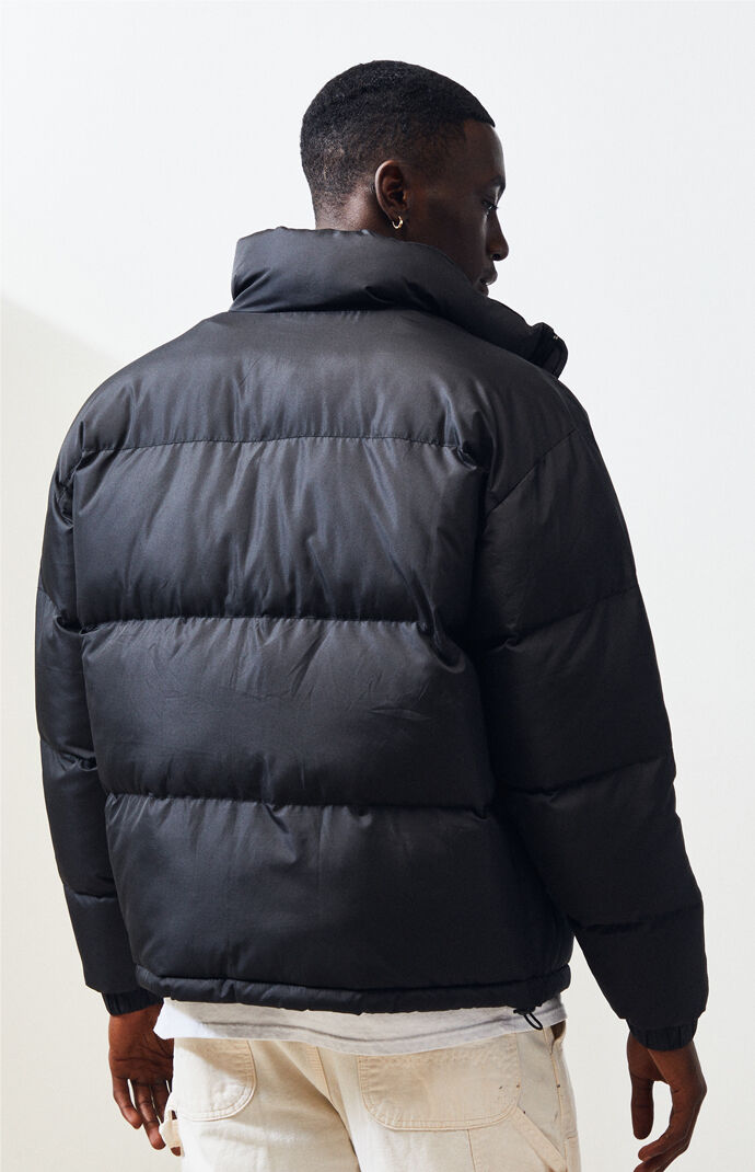 Black Solid Puffer Jacket