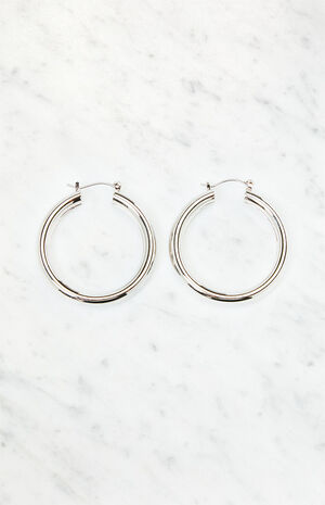Silver Tube Hoop Earrings image number 1