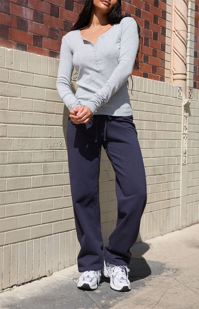 John Galt Silver Long Sleeve Henley Top