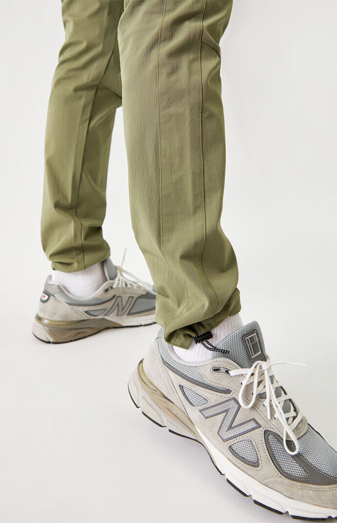 Green Crinkle Nylon Jogger Pants