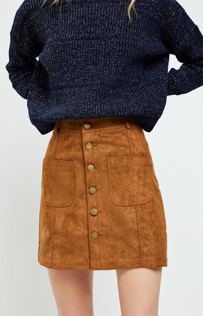 Suede button up skirt clearance