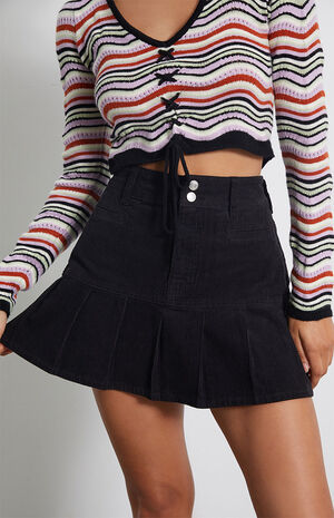 High Waisted Corduroy Pleated Mini Skirt image number 2