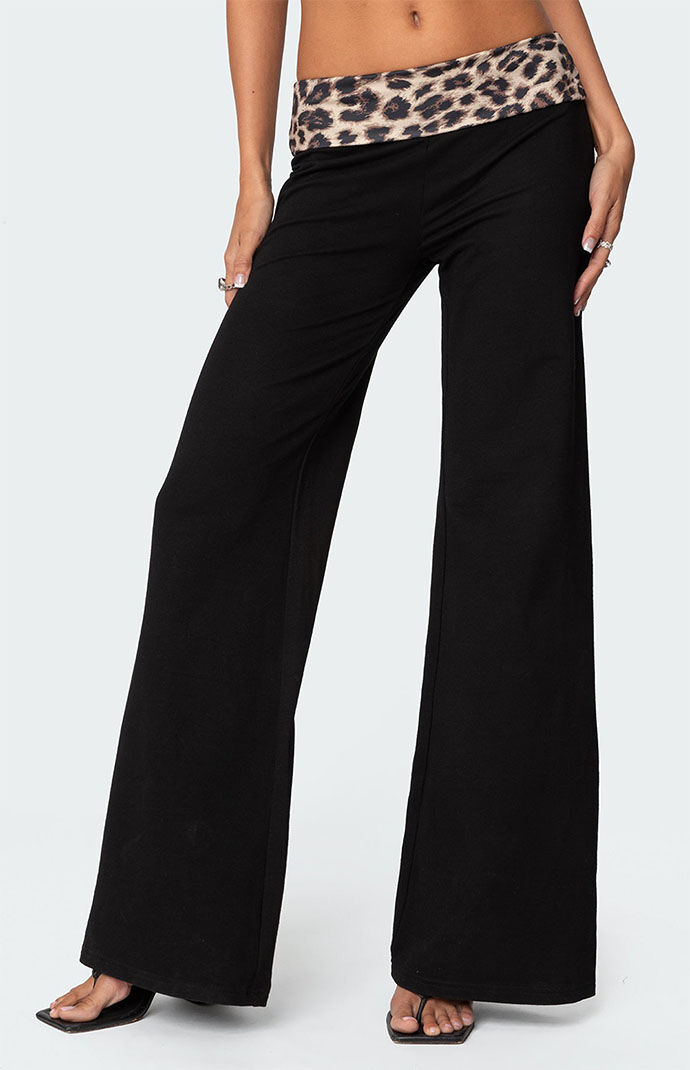 Edikted Leopard Fold Over Pants | PacSun