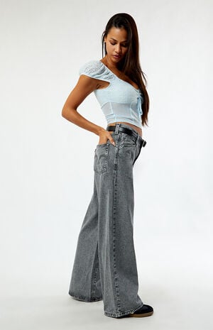 Black Acid Wash '94 Baggy Wide Leg Jeans image number 1