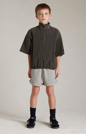 Essentials Ink Crinkle Nylon Half Zip Mock Neck Shirt image number 6