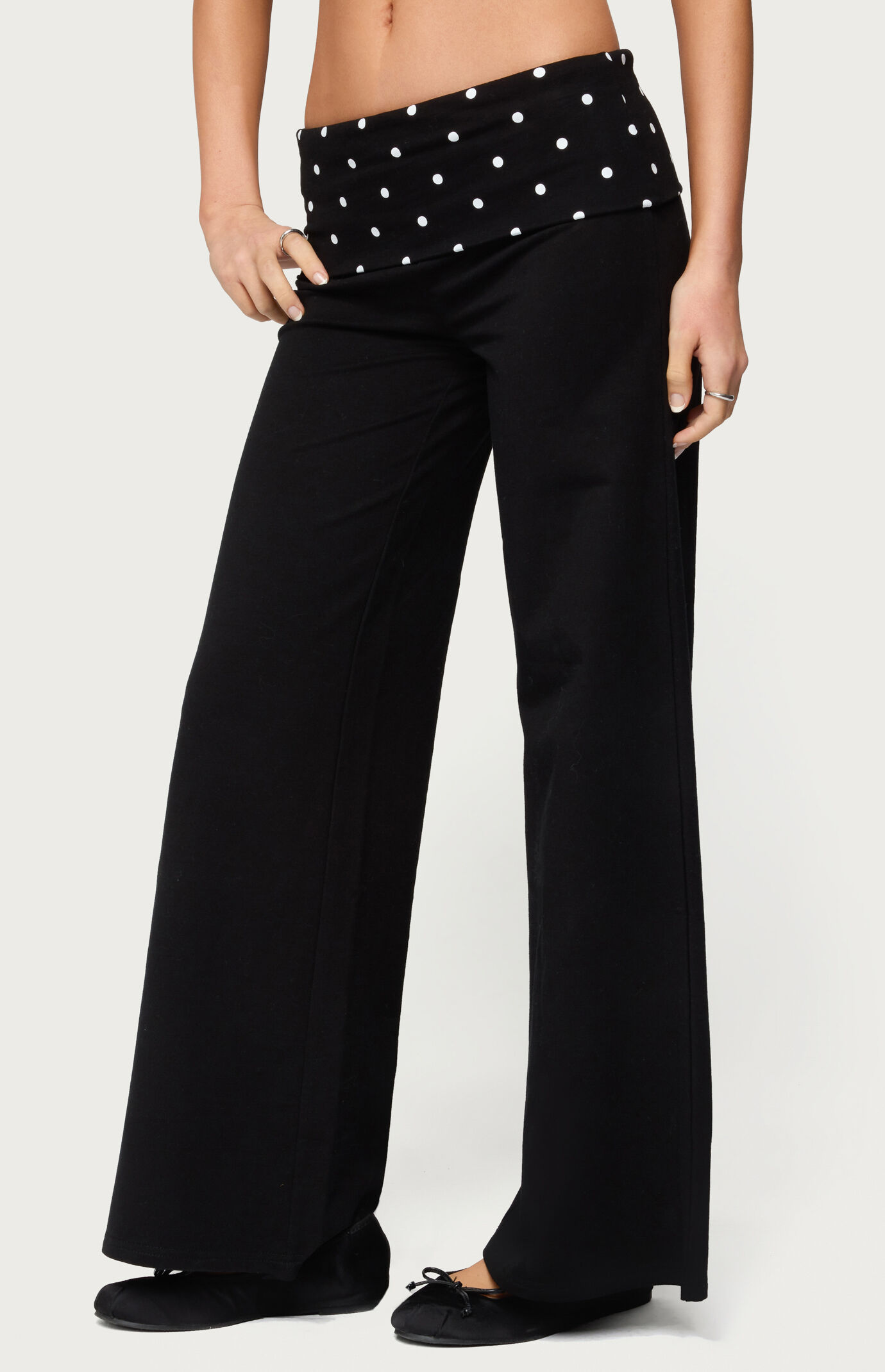 Edikted Petite Reeva Polka Dot Foldover Pants