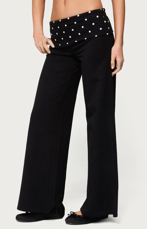 Petite Reeva Polka Dot Foldover Pants image number 2