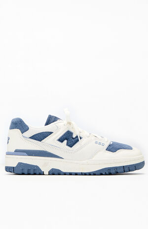 White & Blue 550 Sneakers image number 1