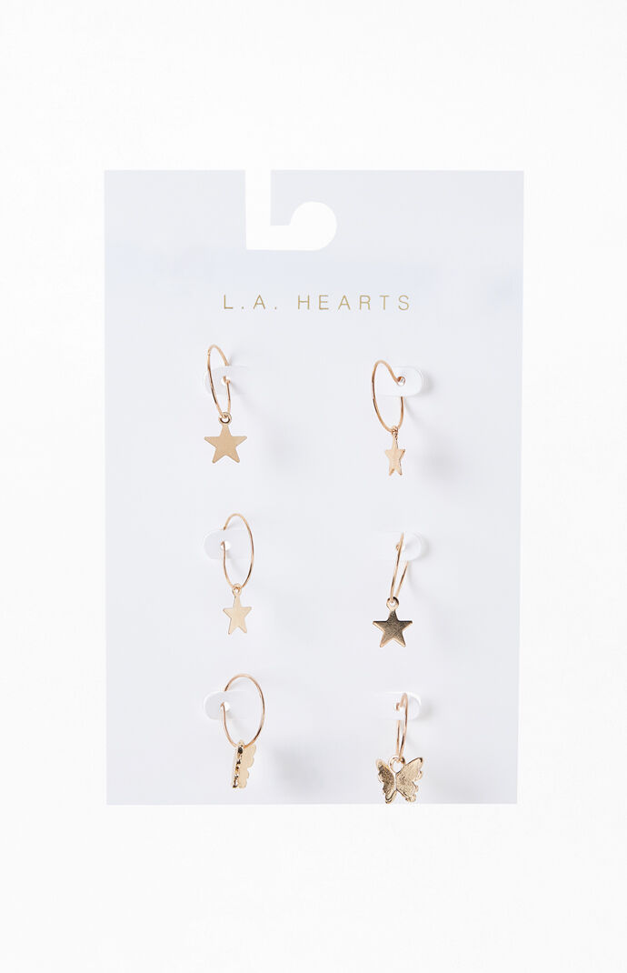 3 Pack Charm Earrings