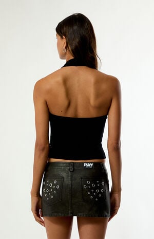 Faux Leather Grommet Low Rise Mini Skirt image number 5