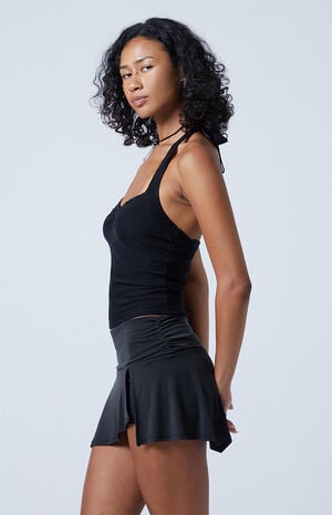 Washed Black Slinky Mini Skort image number 3