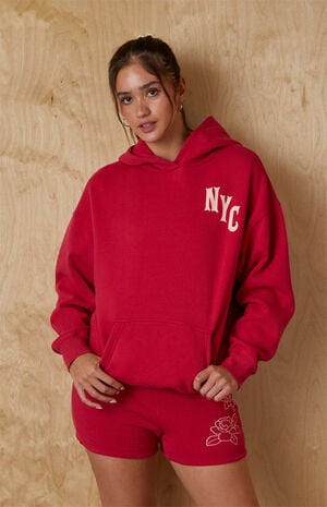 NYC Floral Chainstitched Oversized Hoodie