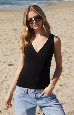 Black Mesh Halle Tank Top