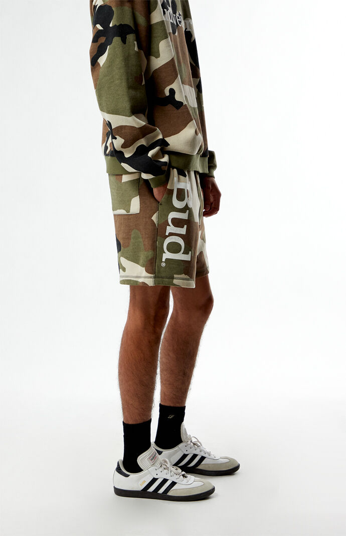 Budweiser By Pacsun Camo Serif Fleece Sweat Shorts