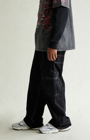 Blake Extreme Baggy Jeans Cargo Frayed Black image number 4