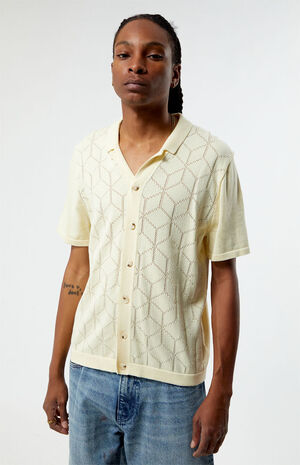 Cream Pattern Knit Shirt image number 1