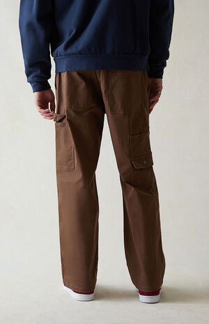 Stretch Canvas Brown Baggy Carpenter Pants image number 4