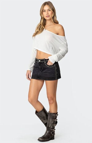 Mia Studded Denim Mini Skirt image number 1