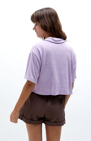 Cropped Terry Button Down Shirt image number 3