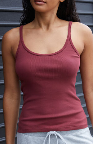 Burgundy Beyonca Longline Tank Top image number 2