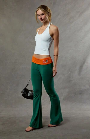 Miami Hurricanes Fold-Over Flare Yoga Pants image number 1
