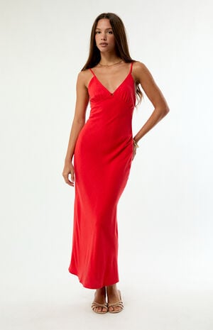 Sunny Days Linen Bias Midi Dress image number 1