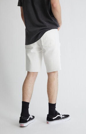 White Destroyed Denim Shorts image number 4