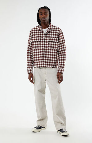 Cropped Embroidered Flannel Shirt image number 3