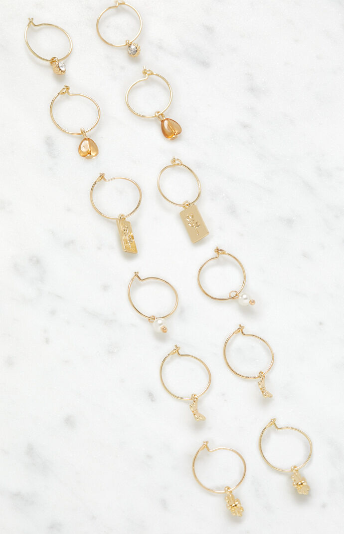 6 Pack Mixed Charm Earrings