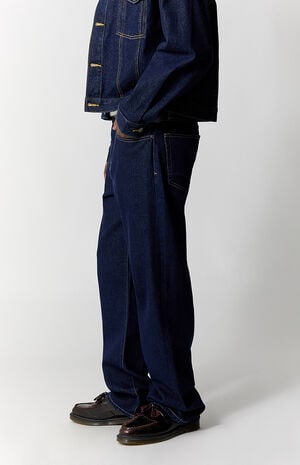 Dylan Baggy Jeans Contrast Stitch Dark Blue image number 3