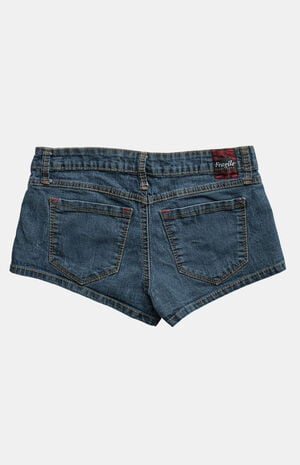 2000s Y2K Low Rise Micro Dark Blue Jean Shorts image number 2